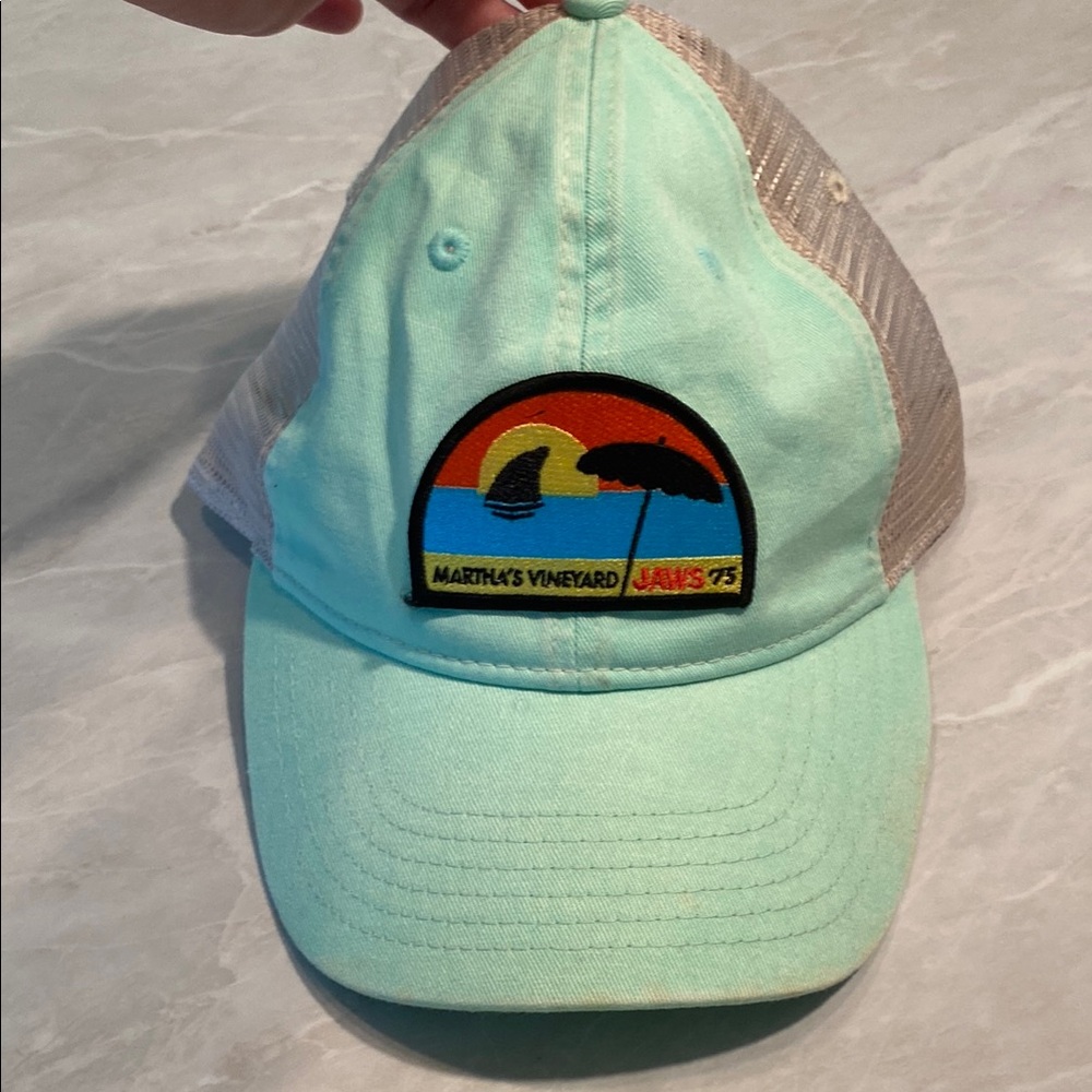 Comfort Colors Mint Green Cap with Martha's Vineyard Jaws ‘75 Patch